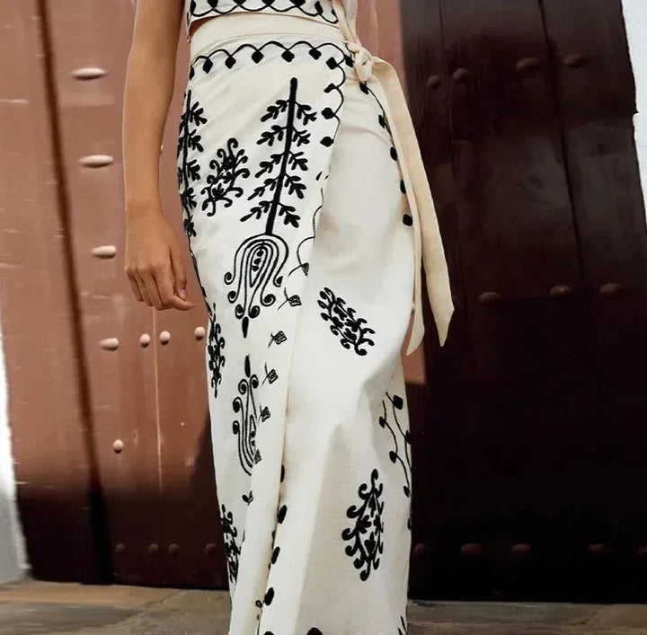 Alina | Top i spódnica z eleganckim nadrukiem