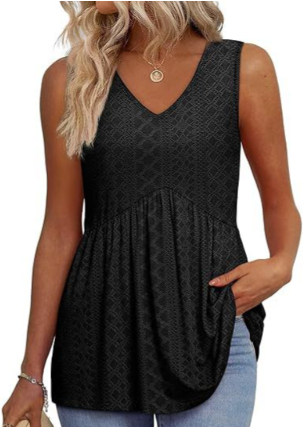 Miranda | Top z lejącej tkaniny bez rękawów z zaokrągloną linią dołu