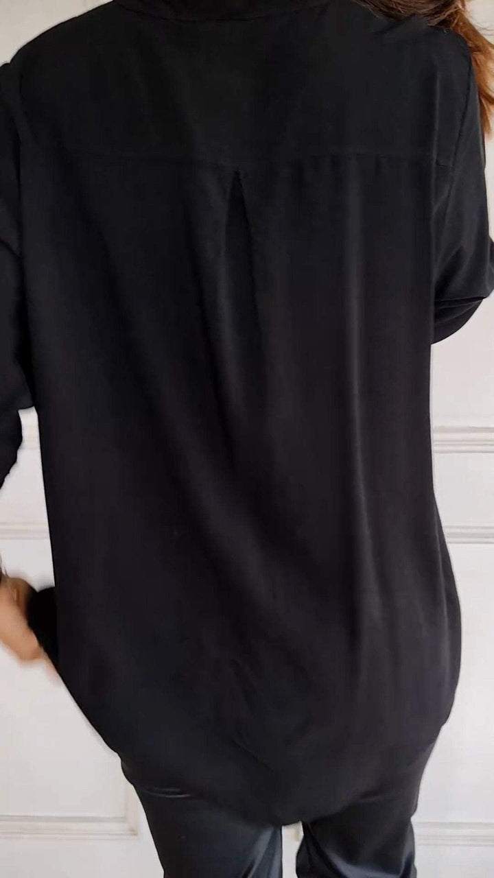 Stefania | Codzienna koszula z cekinową kieszenią