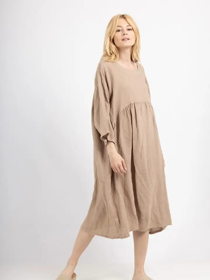 Lucyna | Luźna sukienka kaftanowa o swobodnej sylwetce