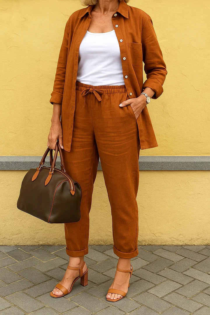 Antonina | Zestaw damski z bluzką i spodniami z długim rękawem