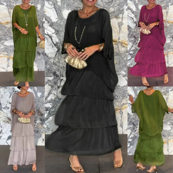 Dorota | Boho Maxi Sukienka z Warstwowym Efektem