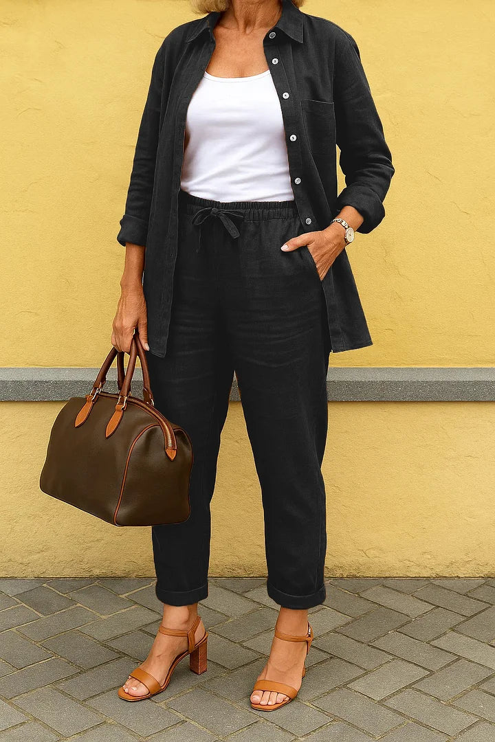 Antonina | Zestaw damski z bluzką i spodniami z długim rękawem