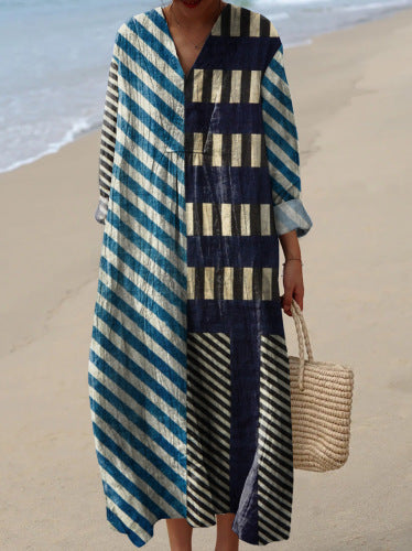 Nela | Sukienka midi z abstrakcyjnymi i kwiatowymi nadrukami