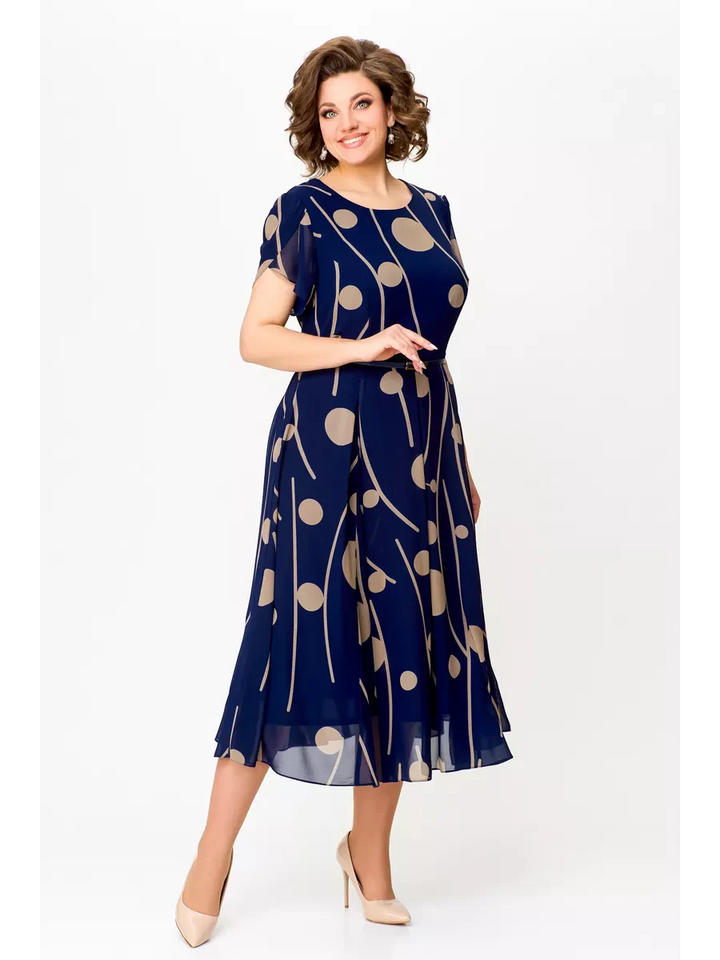 Celina | Lekka sukienka z fakturą przypominającą szyfon i nowoczesnym nadrukiem