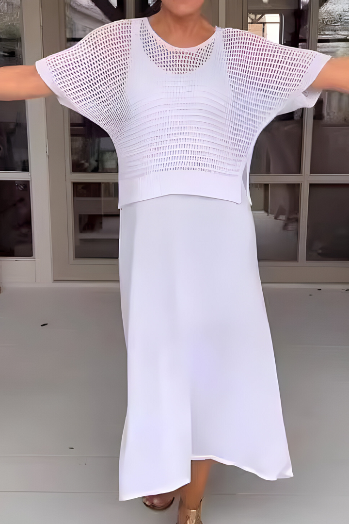 Salomea | Dwuczęściowy co-ord z półprzezroczystym topem i zwiewną spódnicą midi