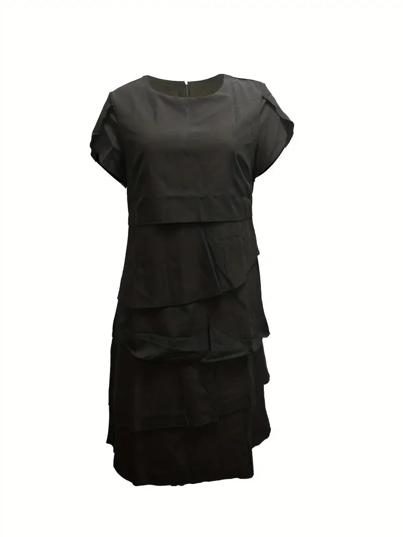 Felicja | Sukienka midi z kaskadowym dołem z falbanami i rękawami typu motylek