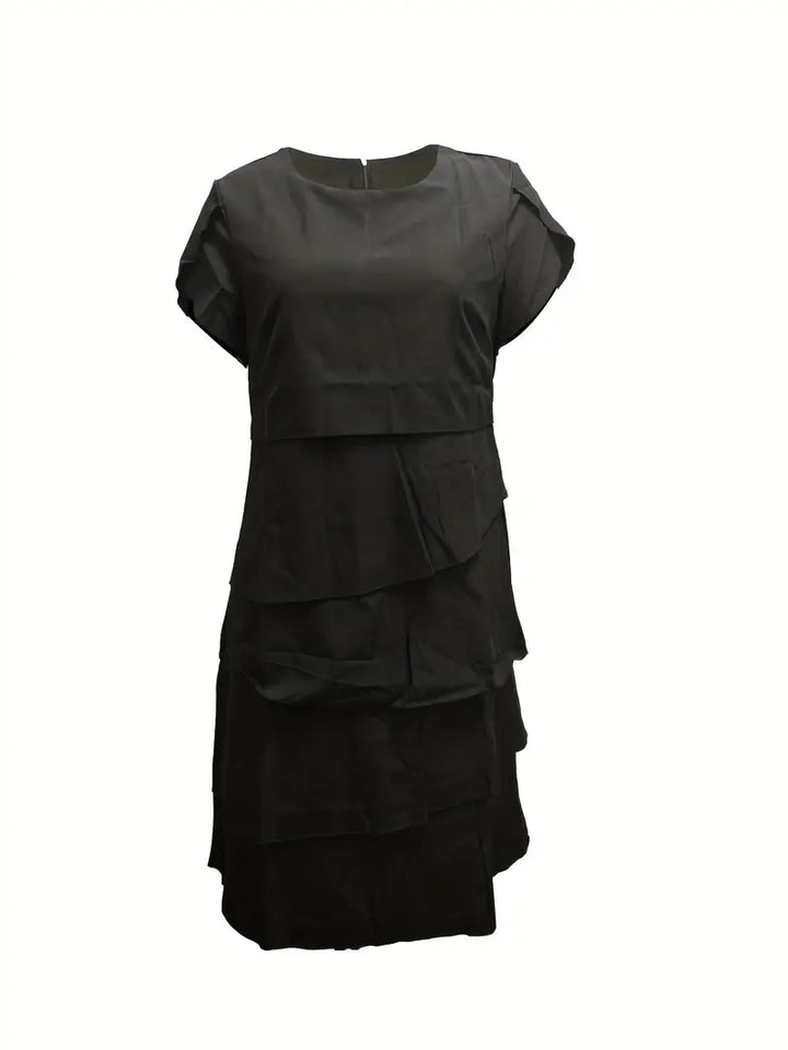 Felicja | Sukienka midi z kaskadowym dołem z falbanami i rękawami typu motylek