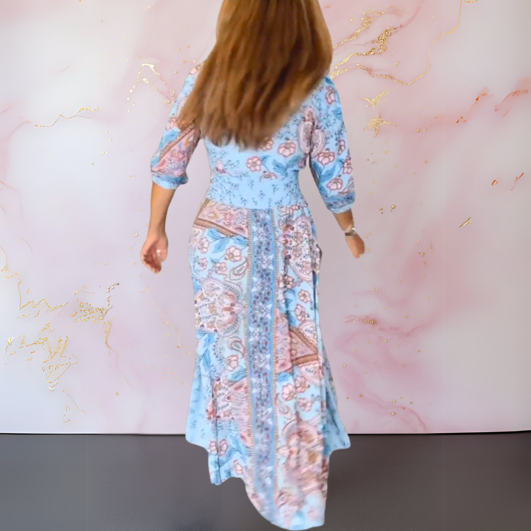 Genowefa | Maxi Sukienka Boho w Stylu Eleganckim