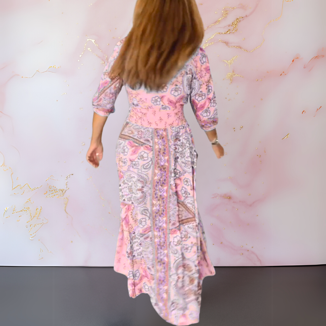 Genowefa | Maxi Sukienka Boho w Stylu Eleganckim