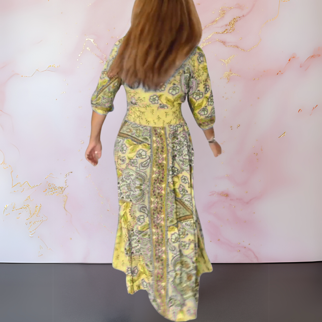 Genowefa | Maxi Sukienka Boho w Stylu Eleganckim