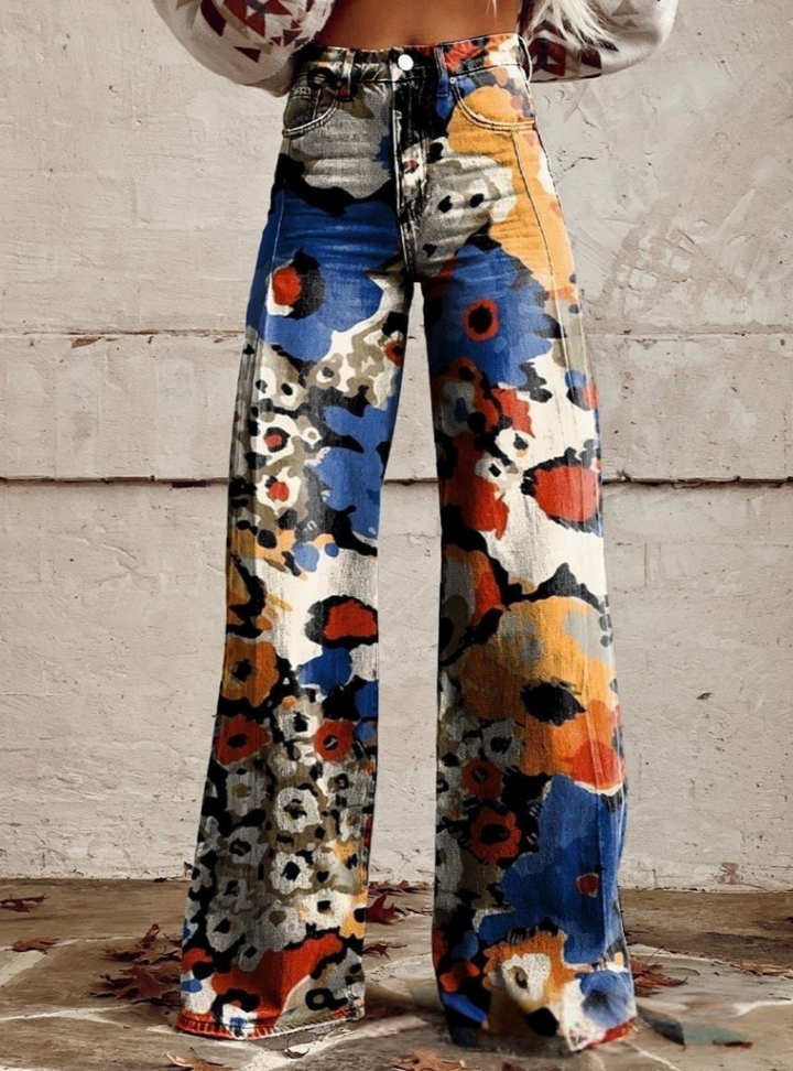 Alina | Wygodne, rozszerzane spodnie z lekkiej tkaniny przypominającej dżins