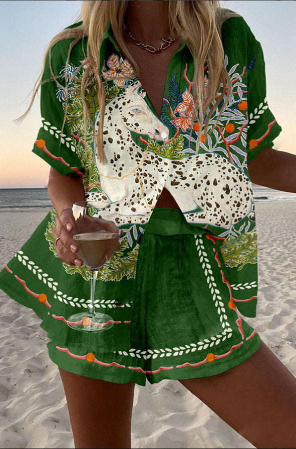 Dalia | Wyrazisty graficzny komplet z kontrastowym wykończeniem i tropikalnym klimatem