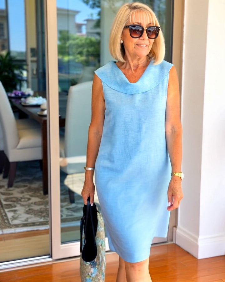 Mariella | Sukienka z marszczonego materiału premium z otwartym kołnierzem na plecach, sukienka imprezowa