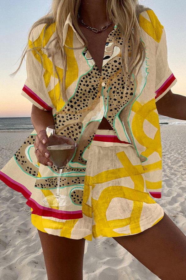 Dalia | Wyrazisty graficzny komplet z kontrastowym wykończeniem i tropikalnym klimatem