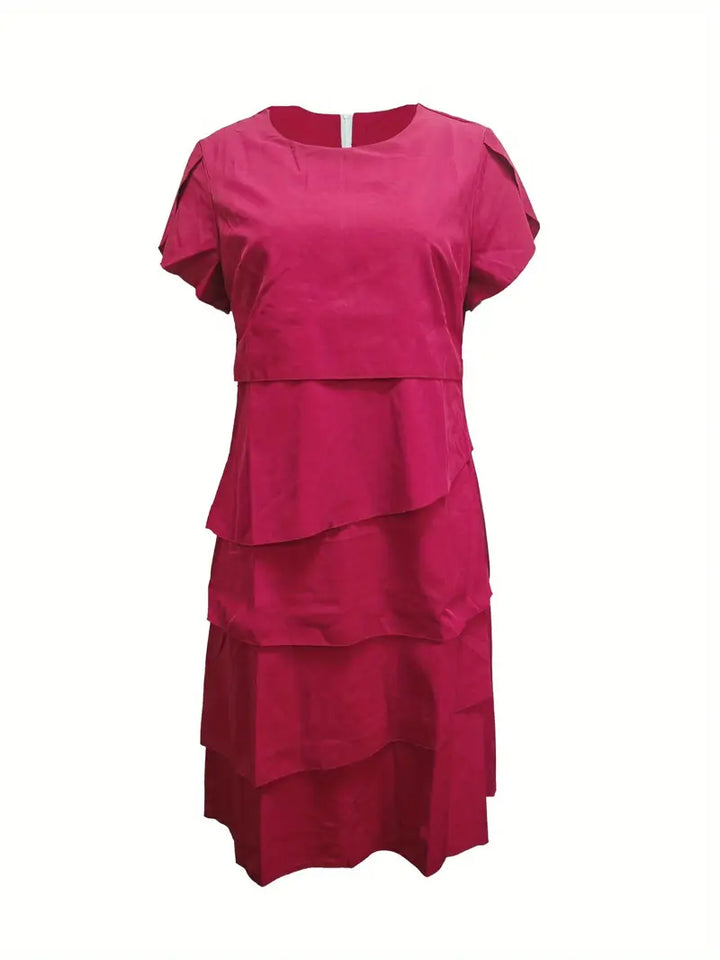 Felicja | Sukienka midi z kaskadowym dołem z falbanami i rękawami typu motylek