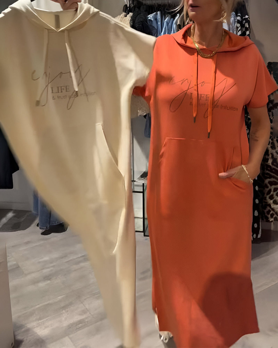 Saskia | Swobodna sukienka z kapturem