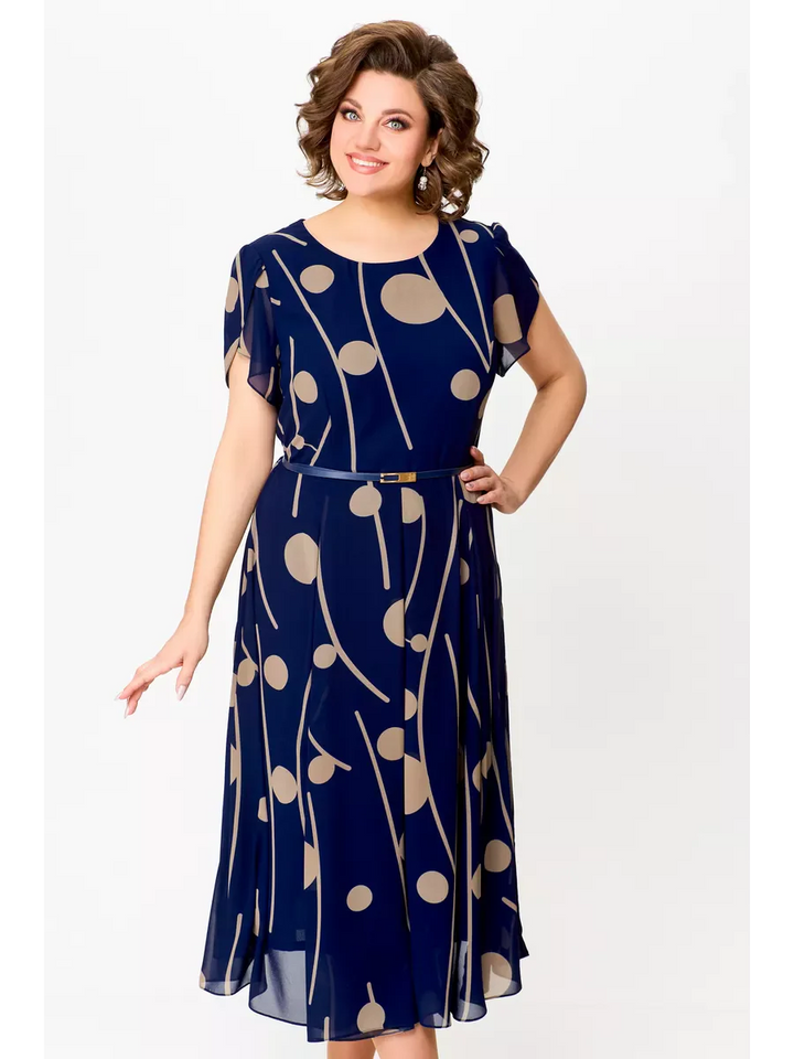 Celina | Lekka sukienka z fakturą przypominającą szyfon i nowoczesnym nadrukiem