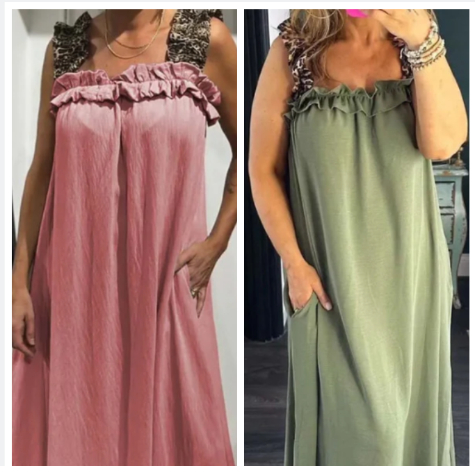 Klara | Zwiewna Sukienka Maxi na Ramiączkach z kieszeniami