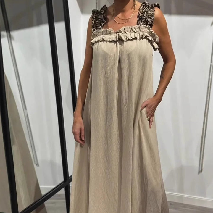 Klara | Zwiewna Sukienka Maxi na Ramiączkach z kieszeniami