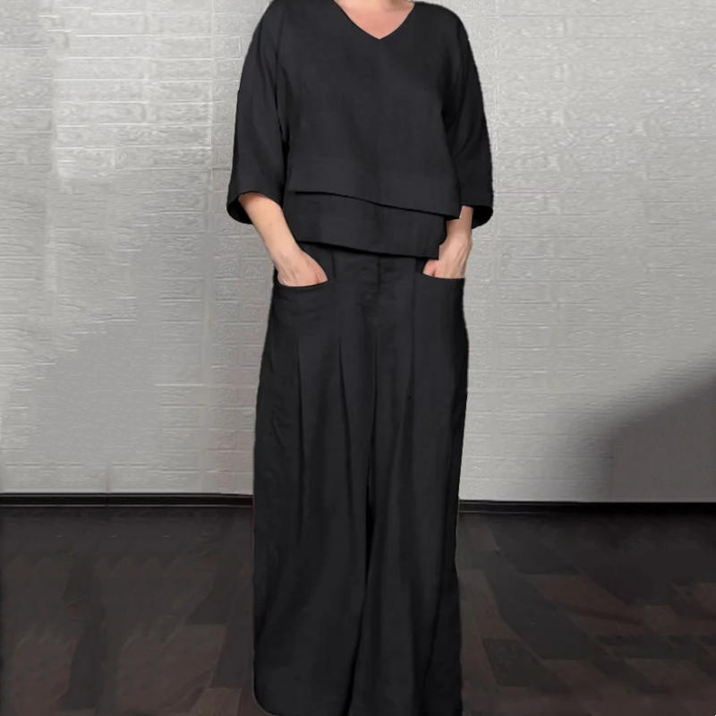 Pola | Elegancki zestaw 2-częściowy w stylu lnianym