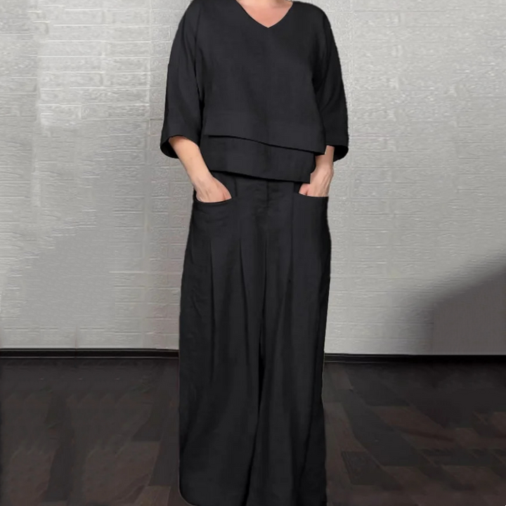 Pola | Elegancki zestaw 2-częściowy w stylu lnianym