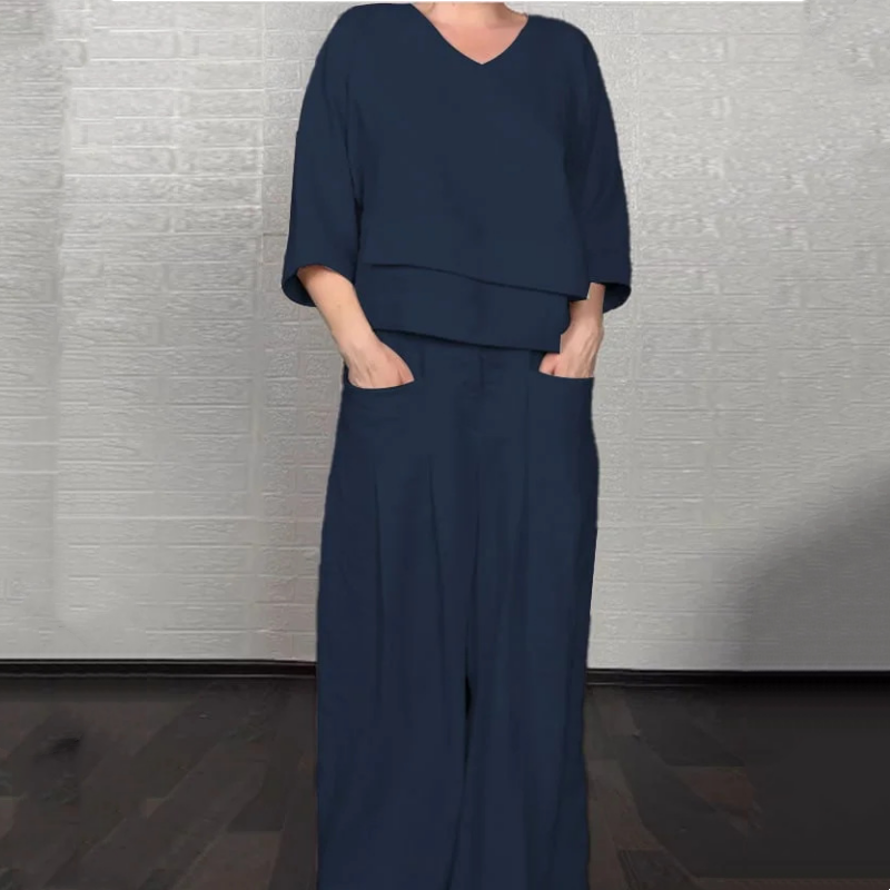 Pola | Elegancki zestaw 2-częściowy w stylu lnianym