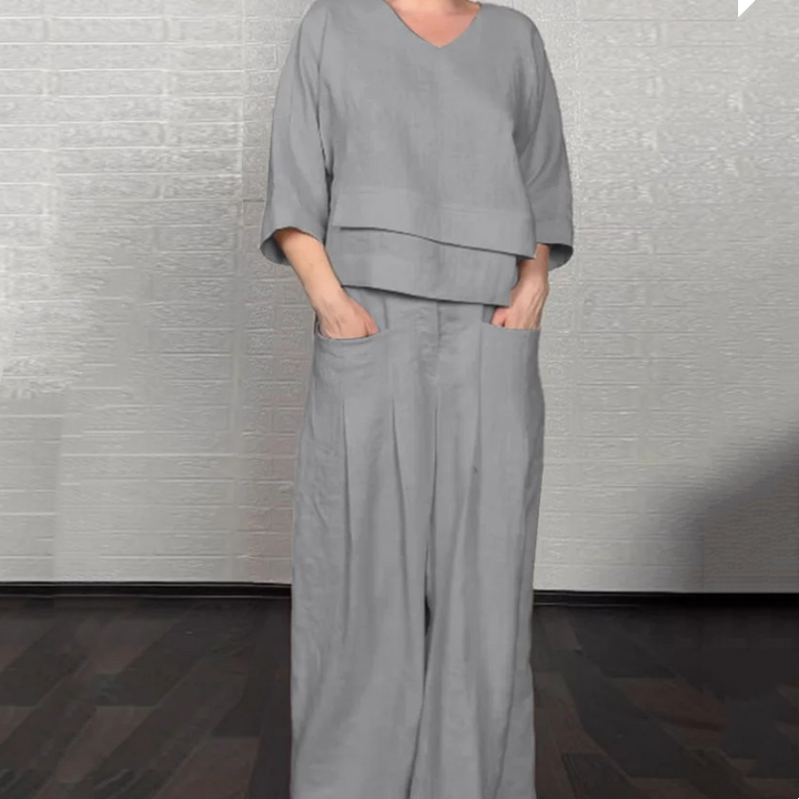 Pola | Elegancki zestaw 2-częściowy w stylu lnianym