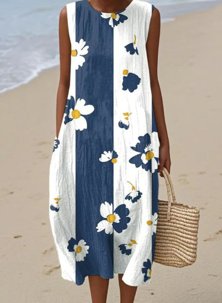 Luiza | Letnia sukienka midi bez rękawów z unikalnymi wzorami