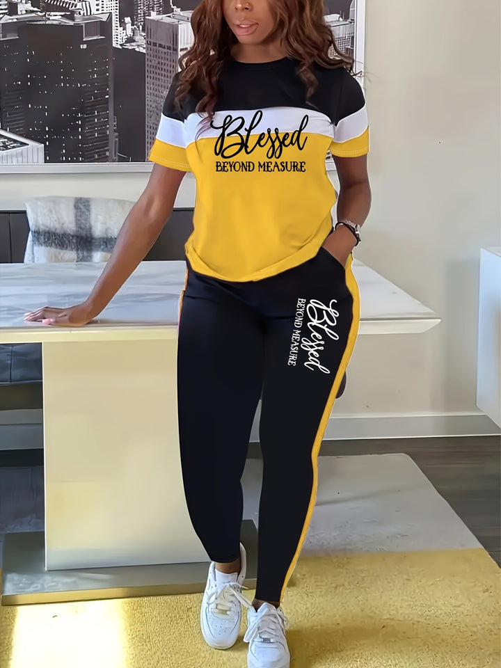 Nikola | Komplet lounge z napisem i geometrycznym podziałem kolorów