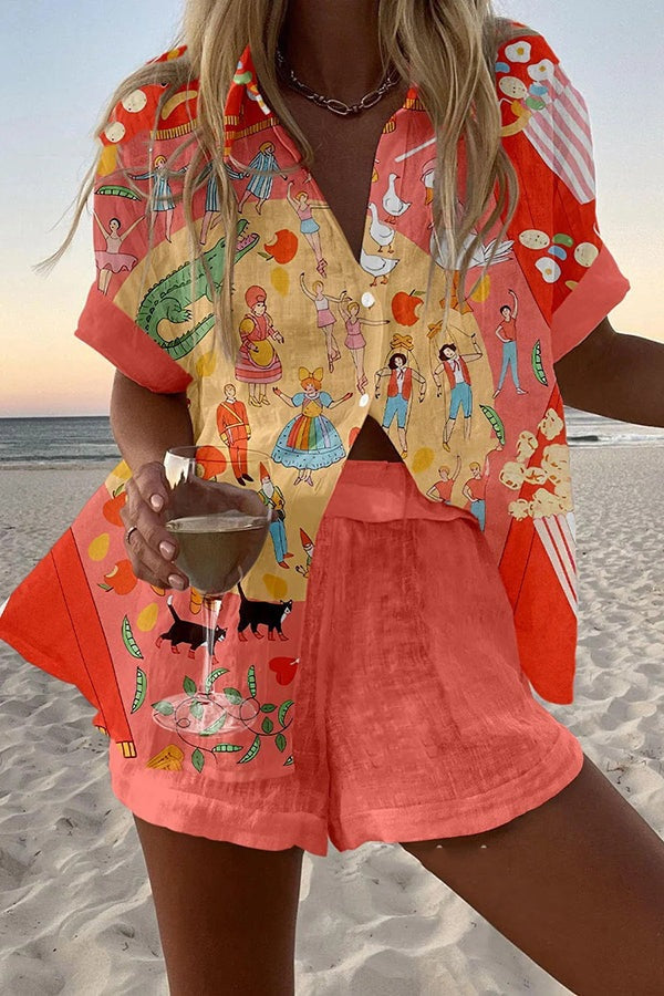 Dalia | Wyrazisty graficzny komplet z kontrastowym wykończeniem i tropikalnym klimatem