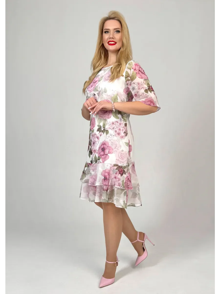 Samanta | Letnia luźna sukienka z okrągłym dekoltem i krótkim rękawem