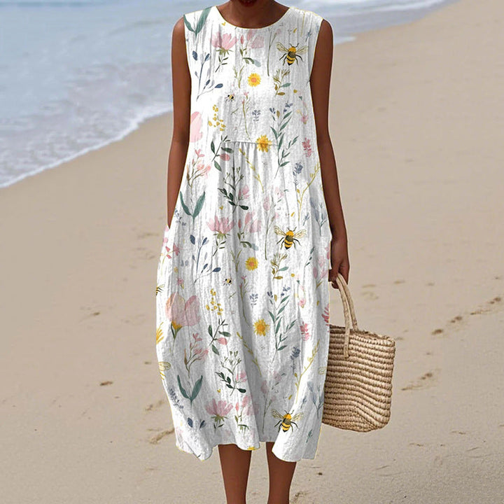 Luiza | Letnia sukienka midi bez rękawów z unikalnymi wzorami