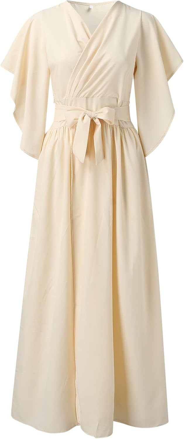 Daria | Damska sukienka z zawijanymi rękawami w motyle