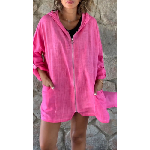 Milena | Casualowa kurtka z kapturem i przeszyciami – lekki zamek i kieszenie