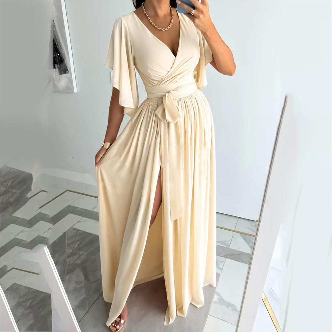 Daria | Damska sukienka z zawijanymi rękawami w motyle