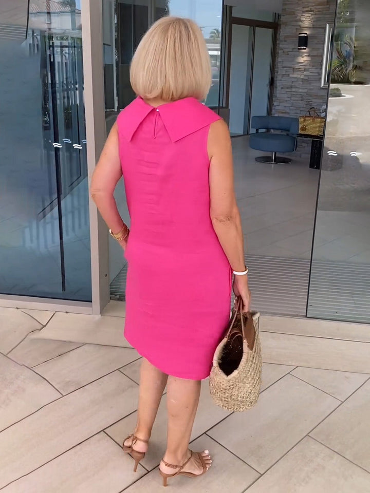 Mariella | Sukienka z marszczonego materiału premium z otwartym kołnierzem na plecach, sukienka imprezowa