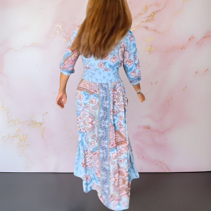 Genowefa | Maxi Sukienka Boho w Stylu Eleganckim