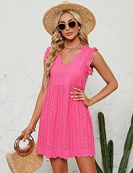 Larysa | Bawełniana sukienka mini z delikatnym ażurowym wzorem i wszytymi szortami