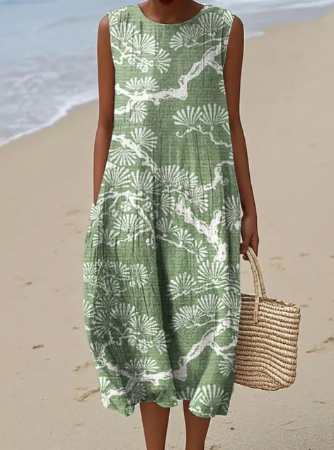 Luiza | Letnia sukienka midi bez rękawów z unikalnymi wzorami
