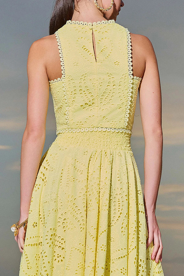 Zofia | Boho zestaw z haftem angielskim z krótkim topem i kieszeniami