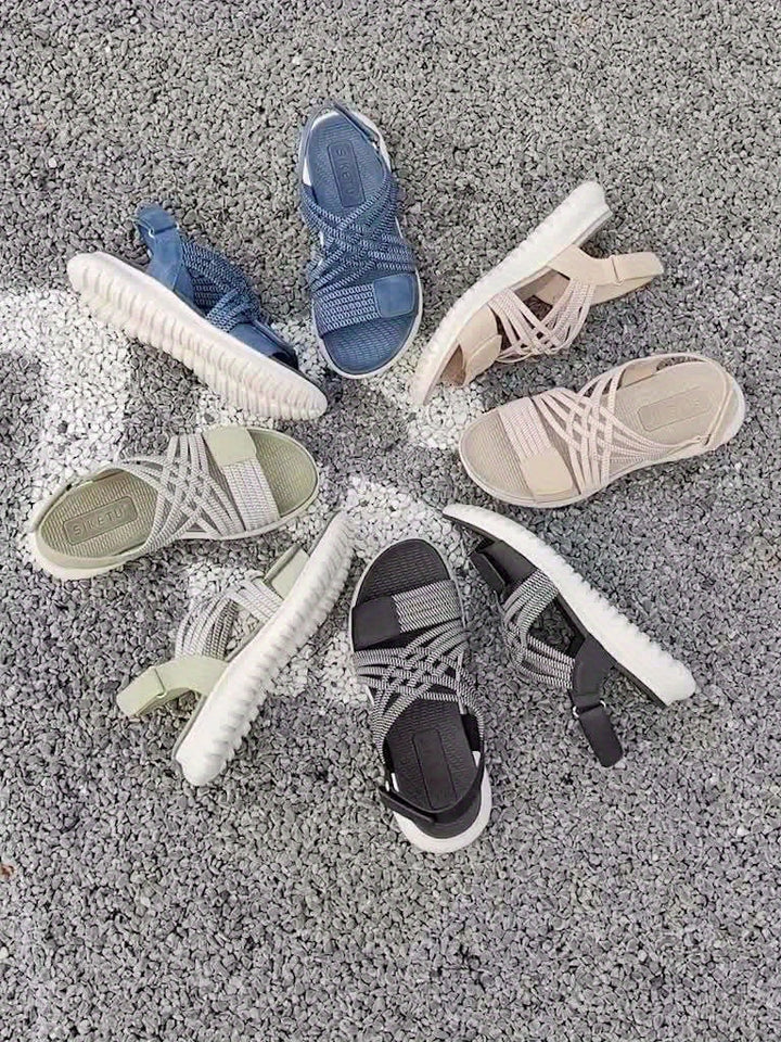 Monika | Sandały z Plecionym Paskiem i Regulowanym Zapięciem