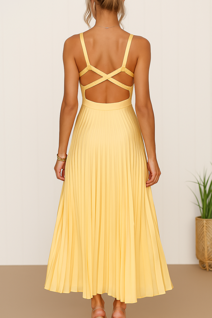 Liliana | Sunshine Plisowana sukienka midi