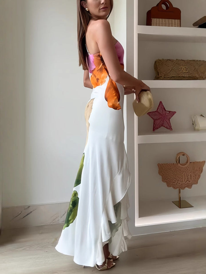 Iris | Asymetryczna kwiatowa sukienka maxi