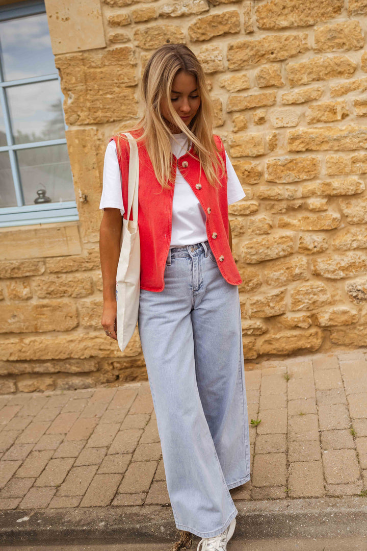 Żaneta | Swobodna kamizelka z guzikami na co dzień