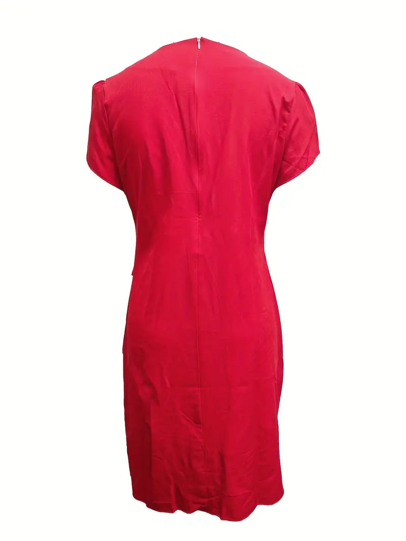 Felicja | Sukienka midi z kaskadowym dołem z falbanami i rękawami typu motylek