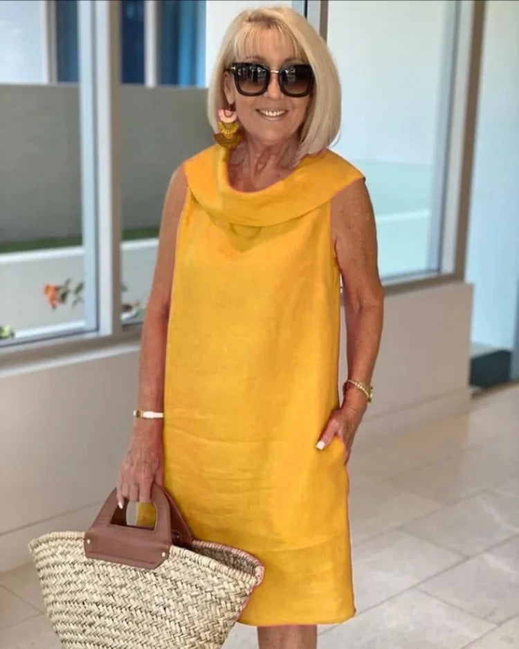 Mariella | Sukienka z marszczonego materiału premium z otwartym kołnierzem na plecach, sukienka imprezowa