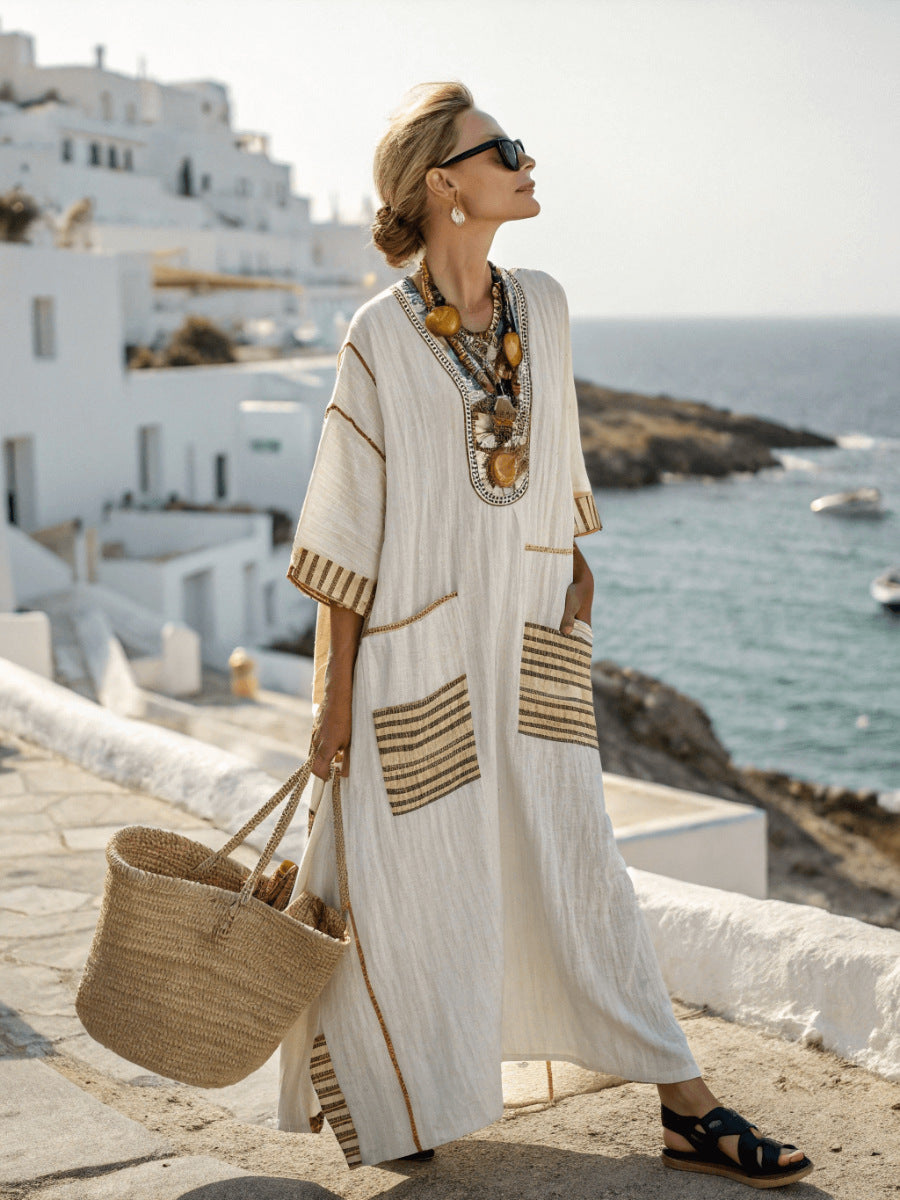 Żanetta | Elegancka luźna sukienka z kieszeniami