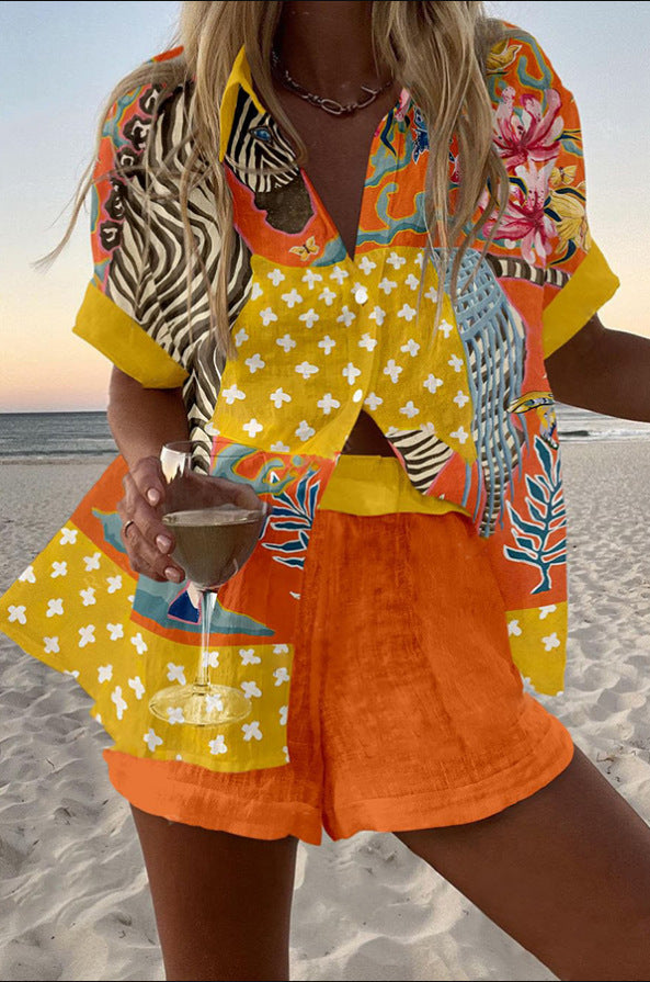 Dalia | Wyrazisty graficzny komplet z kontrastowym wykończeniem i tropikalnym klimatem