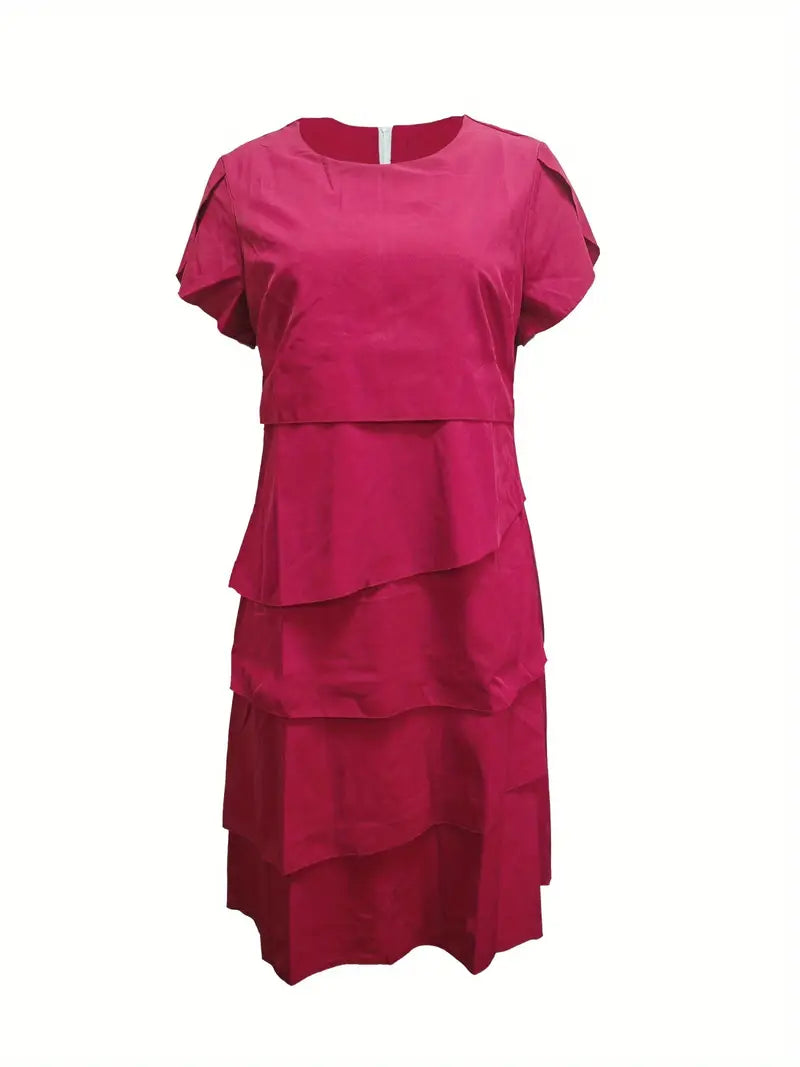 Felicja | Sukienka midi z kaskadowym dołem z falbanami i rękawami typu motylek